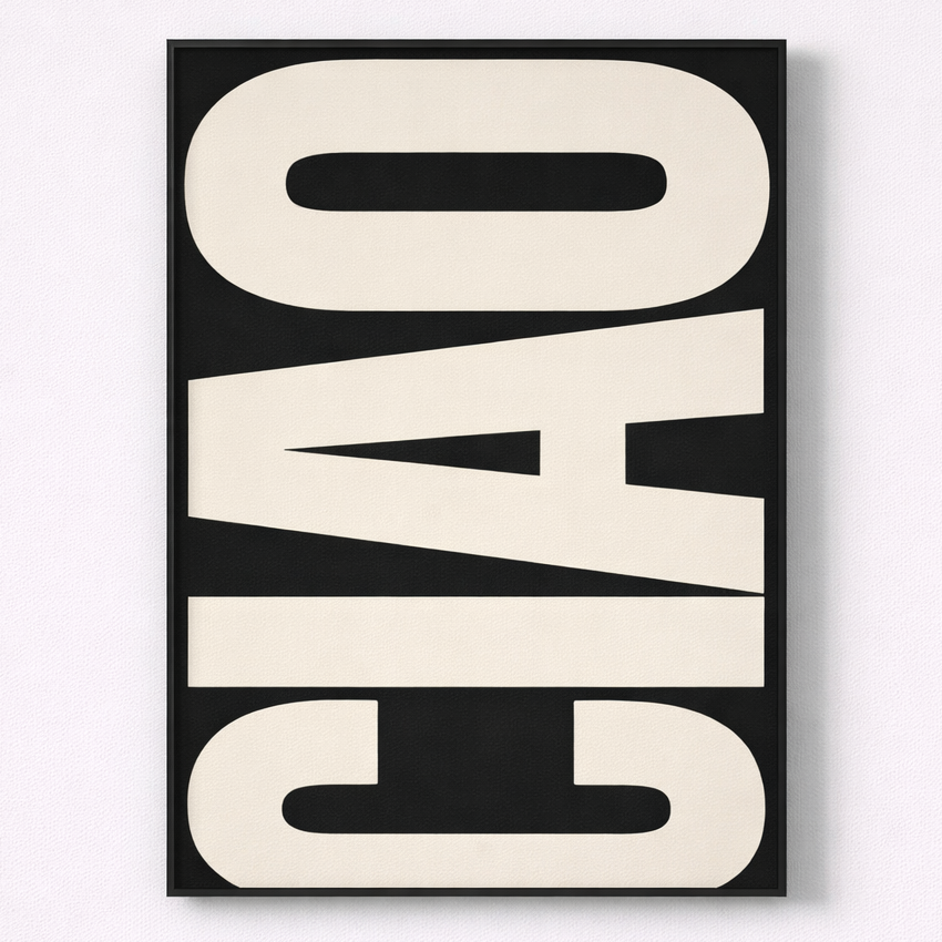 Black and white abstract art piece with geometric shapes on a white background