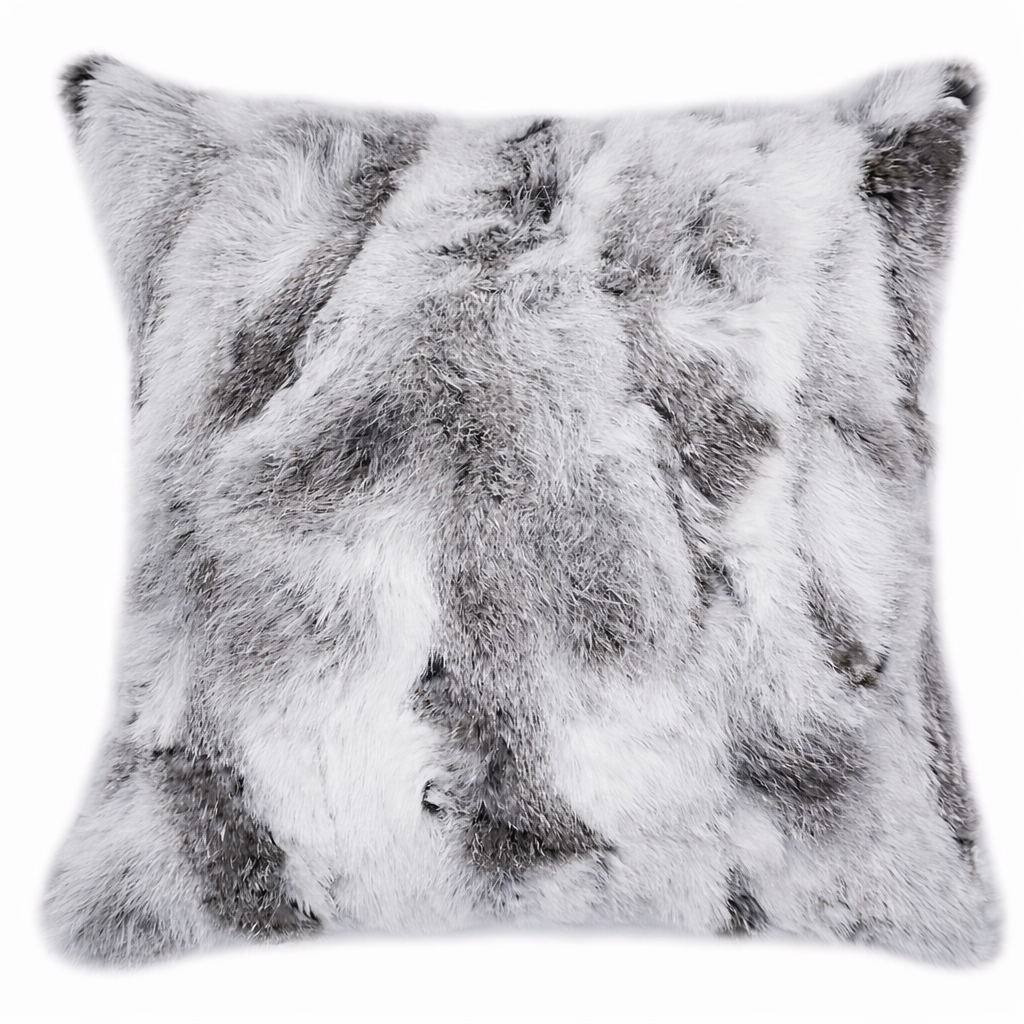 Fur-patterned pillow on a white background