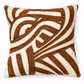 Decorative pillow with brown and white pattern on a white background