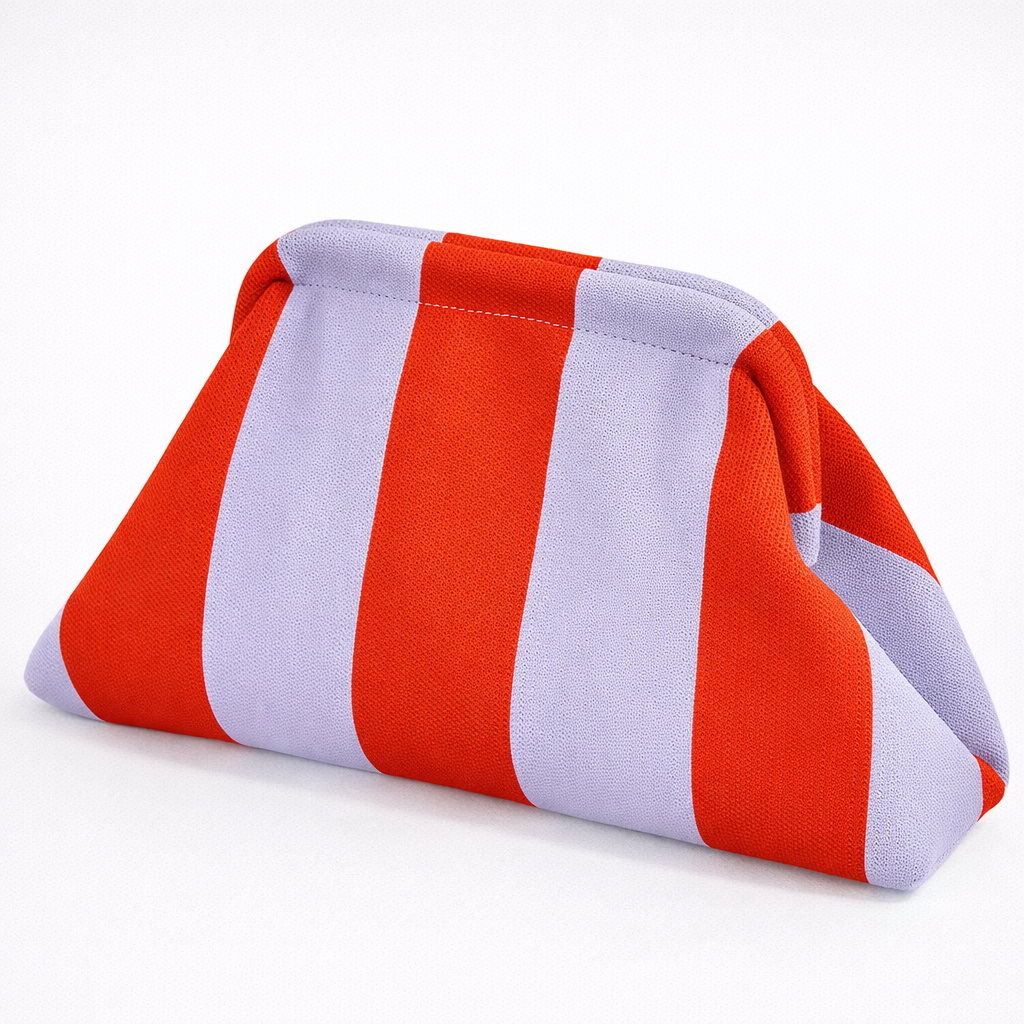 Summer Beach Clutch Bag Striped Color Small Crochet Handbag Knitting Dumpling Purse Handmade Woven Hollow Colorblock Evening Bag