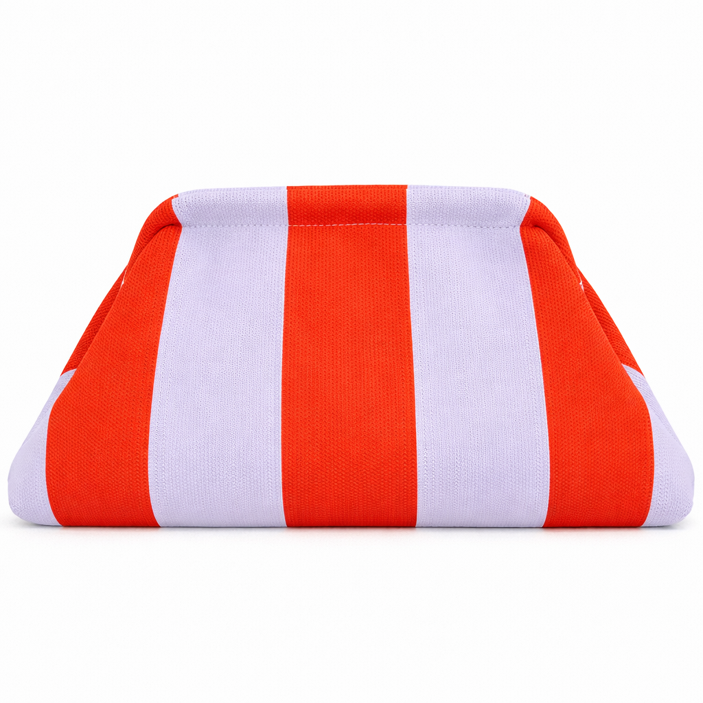 Summer Beach Clutch Bag Striped Color Small Crochet Handbag Knitting Dumpling Purse Handmade Woven Hollow Colorblock Evening Bag