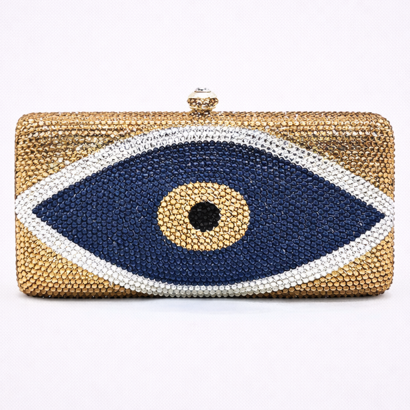 Clutch bag with eye design on a white background