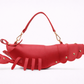 Red lobster-shaped handbag on a white background