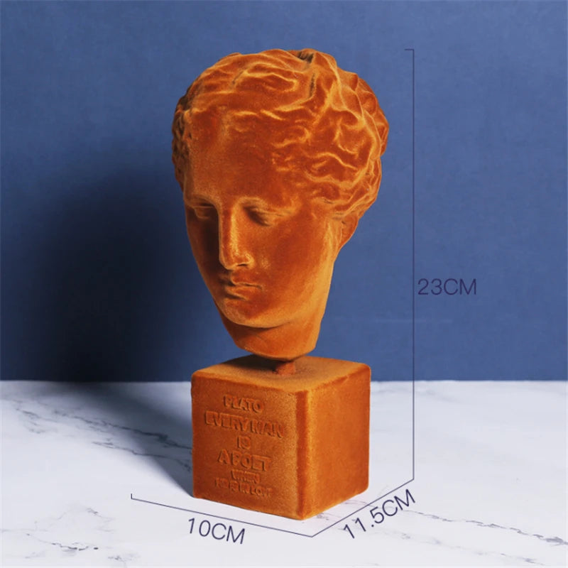 Flocking Resin Greek Goddess Head Portraits Creative Art Sculpture Statue Resin Craftwork Office Hotel Living Room Decoration