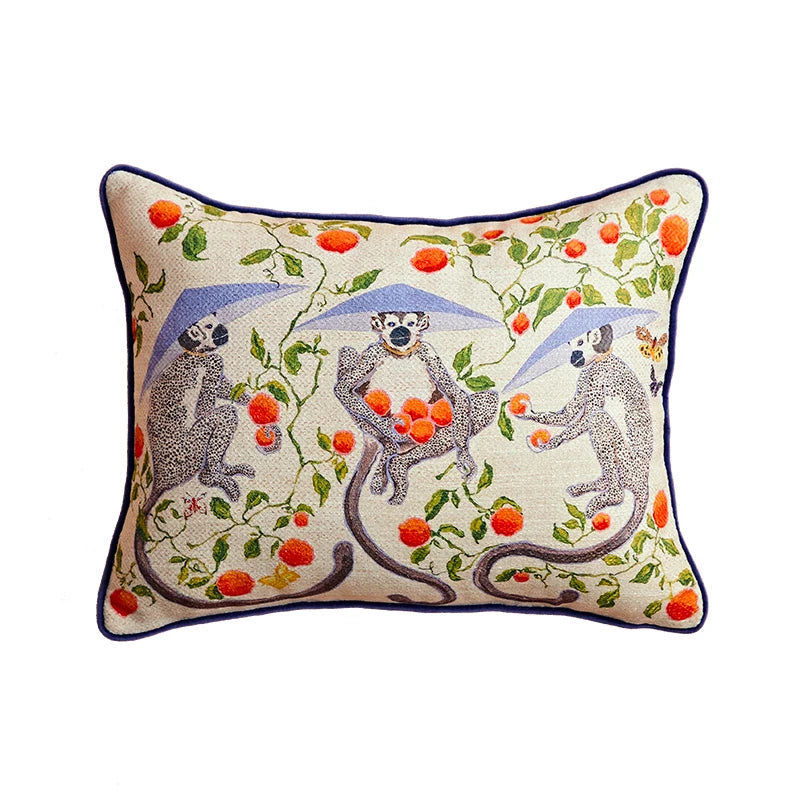 Medicci Home Mystical Animal Pillow Cover Ecxotic Pillowcase Retro Parrot Pattern Pillow Case Piped Cushion Cover Luxury Decor