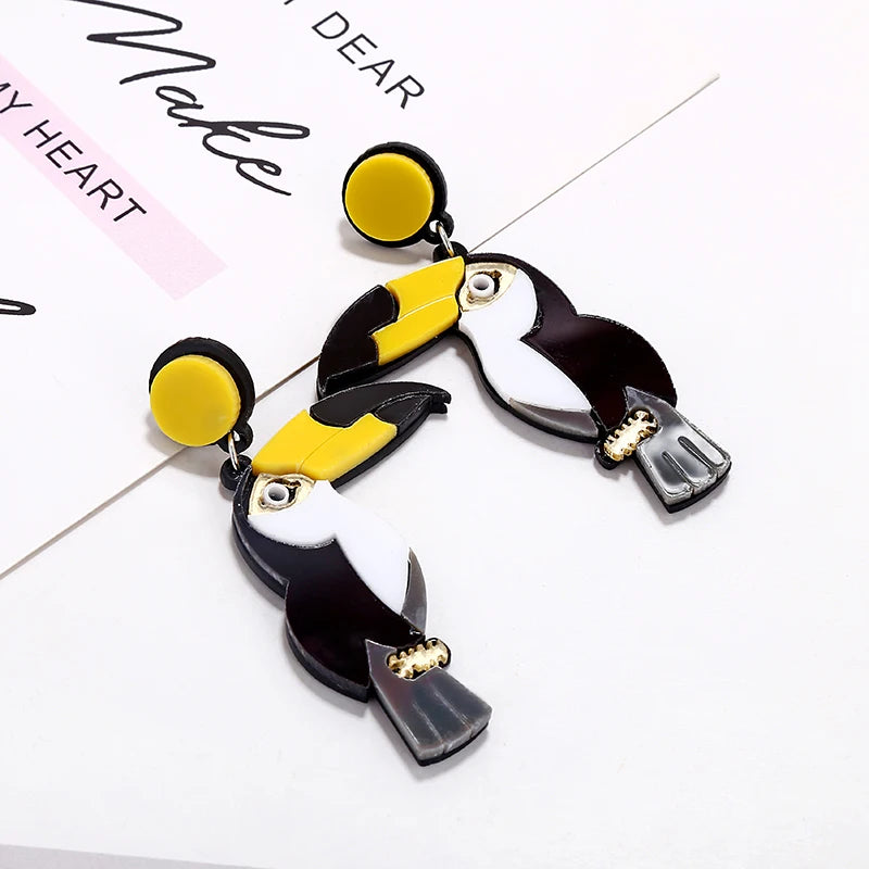 Cute Bird Acrylic Parrot Drop Earring Punk Party Style Hip Hop Animal Bird Parrot Earrings For Women Fashion Jewelry New2019
