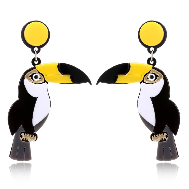 Cute Bird Acrylic Parrot Drop Earring Punk Party Style Hip Hop Animal Bird Parrot Earrings For Women Fashion Jewelry New2019