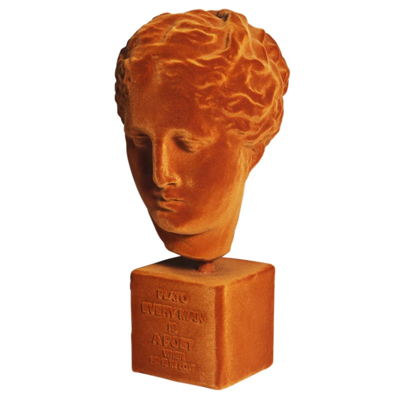 Flocking Resin Greek Goddess Head Portraits Creative Art Sculpture Statue Resin Craftwork Office Hotel Living Room Decoration