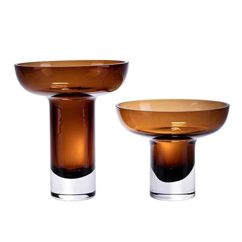 Amber Color Glass Vase Flowers Pots Desk Decoration Flower Arrangement Hydroponics Floral Vases Room Aesthetic Decor