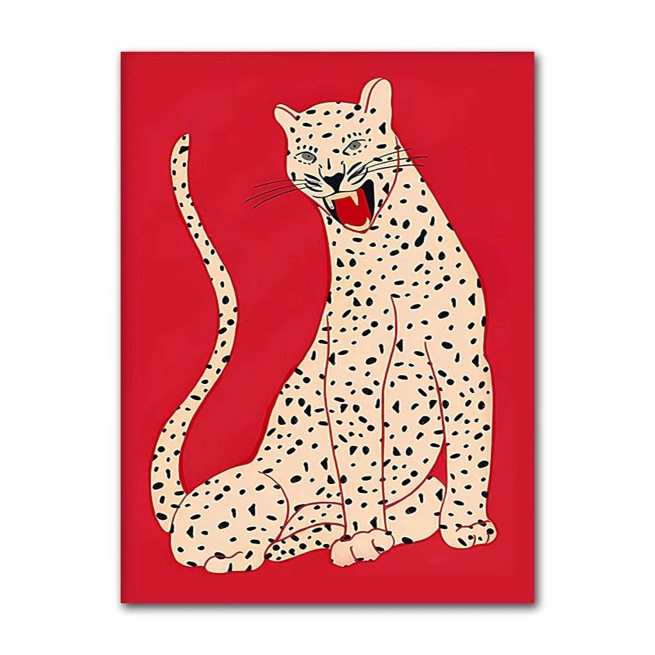 Leopard illustration on a red background