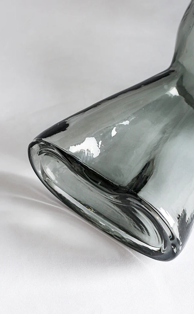 Clear glass vase on a white background