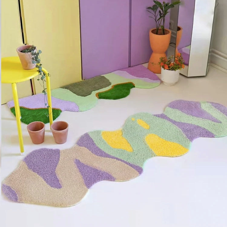Irregular Long Shape Soft Tufting Carpet Bedside Absorben Fluffy Tufted Rug Floor Mats Blanket Non-slip Floor Mat Decoration