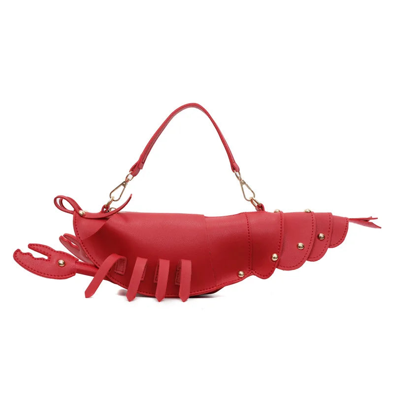 Young Girls Lobster Shape Crossbody Bag Solid Color Pu Leather Handbag Cute Creative Funny Bag Casual Toy Cross Body Phone Bag