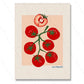 Card with illustration of tomatoes on a beige background