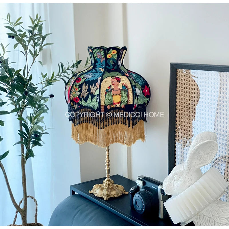 Medicci Home Mexican Women And The Mysterious Jungle Decorative Lampshade Vintage Design Luxury Handmade Lamp Shade With Tassels