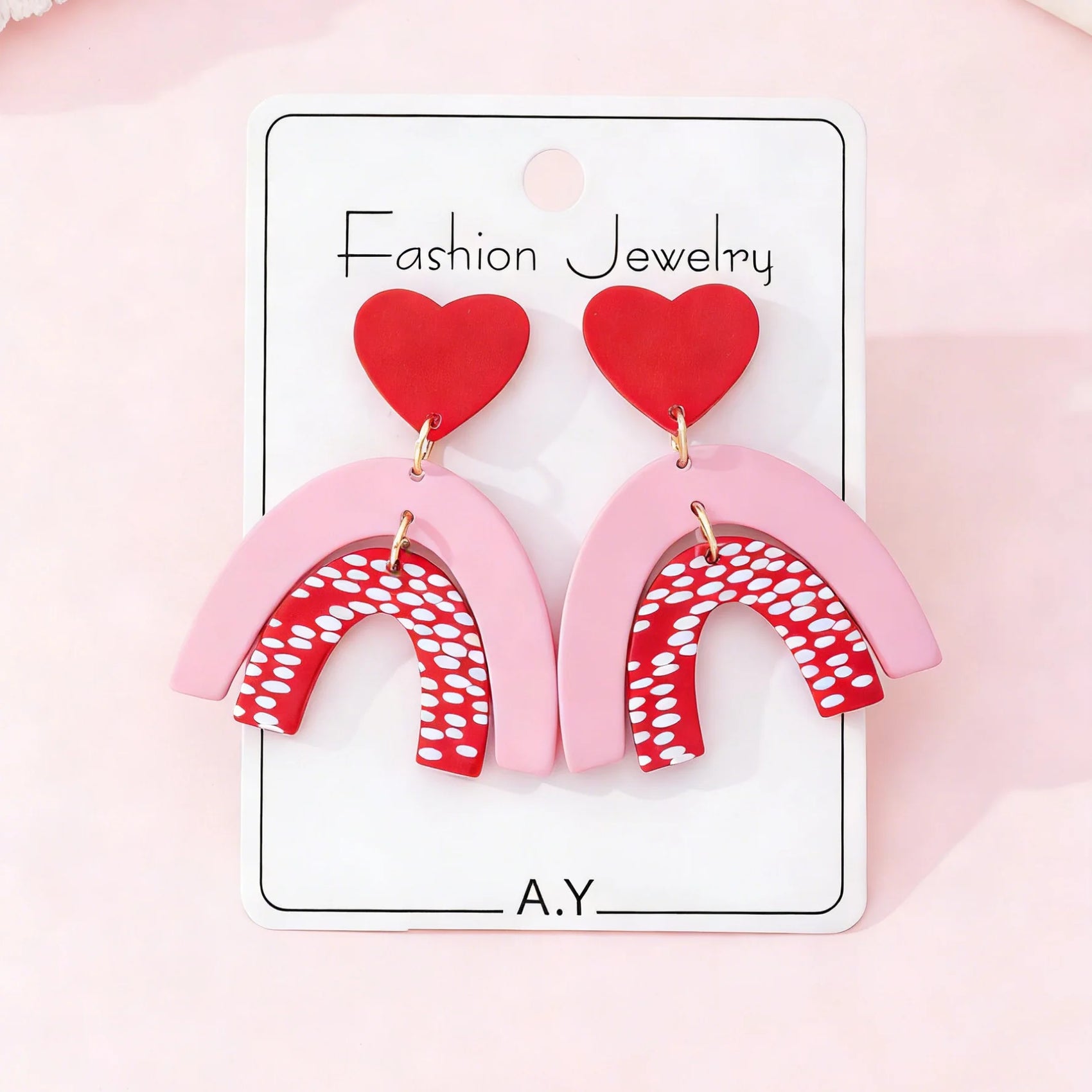New Valentine's Day Romantic U Shaped Baking Paint Imitation Polymer Clay Earrings Minimalist Love Heart Womens Fashion Earrings