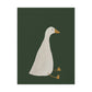 Illustration of a goose on a dark green background