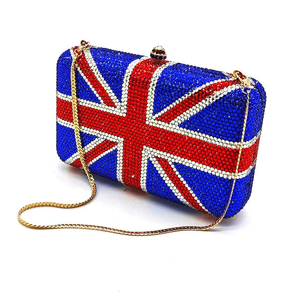 Clutch bag with Union Jack design on a white background