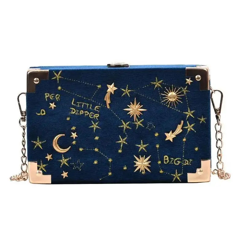 Velvet Small Square Bag For Women 2022 New Korean Embroidery Fashion Versatile Chain Single Shoulder Messenger Box Bag