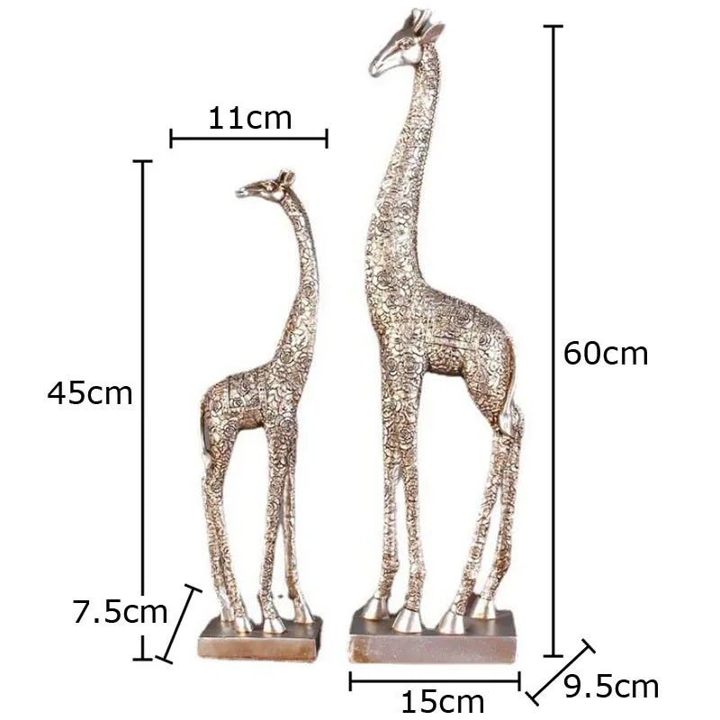 Vintage Giraffe Statue Flower Texture Giraffe Ornaments Desk Decoration Animal Sculpture Resin Crafts Room Aesthetic Decor