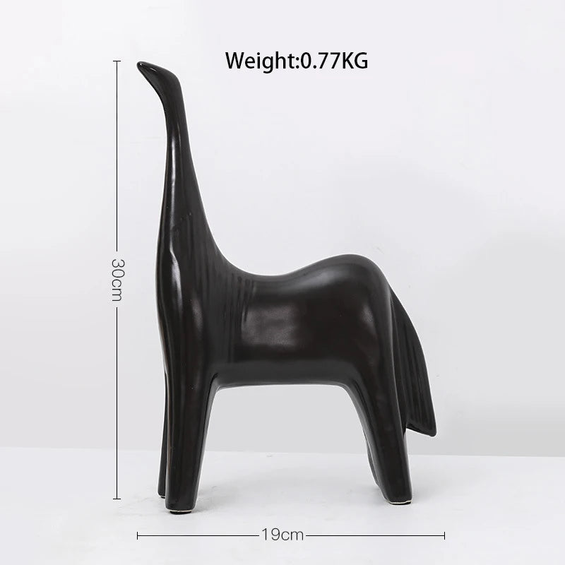 Modern Abstract White Horse Statue Ceramic Ornaments Home Decoration Animal Figurines For Gift  Black Horse Sculpture