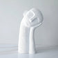 A white crooked head sleeping figures resin ornament, measuring 36cm in height, placed on a flat surface.