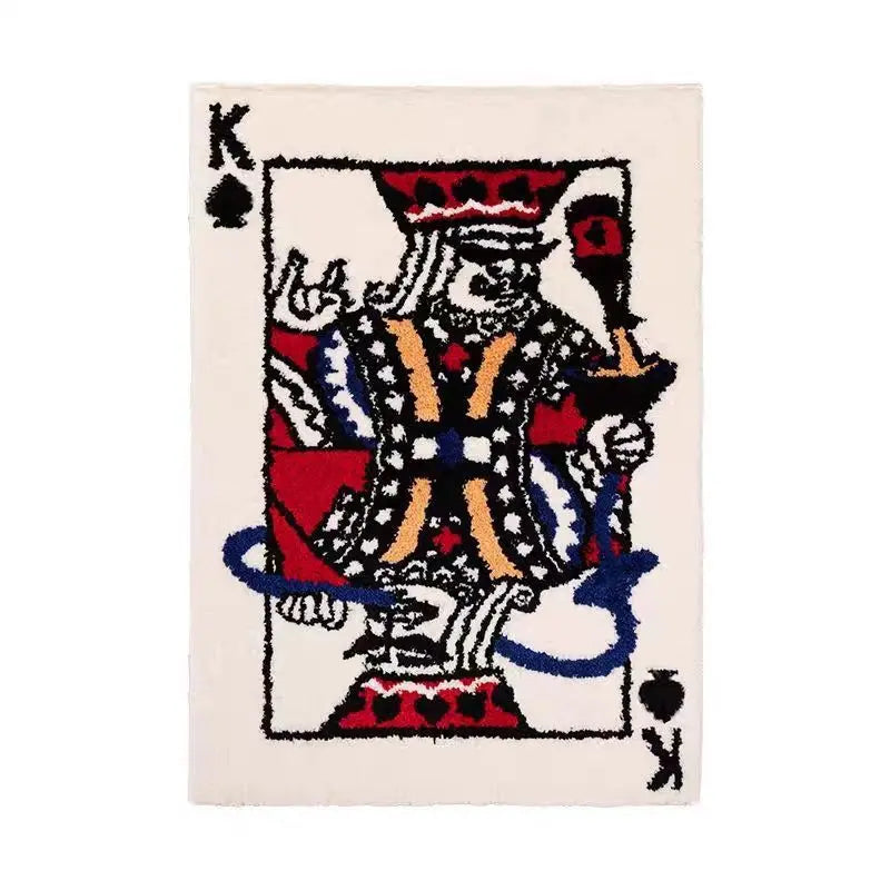 Rug with a King of Spades design on a white background