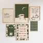 Set of framed coffee-themed prints on a white wall
