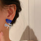 Vintage Asymmetric Drip Glaze Flower Stud Earrings for Women 2024 New Simple Design Fashion Jewelry Wedding Accessories Gifts