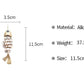 Earring with measurements and material details on a white background