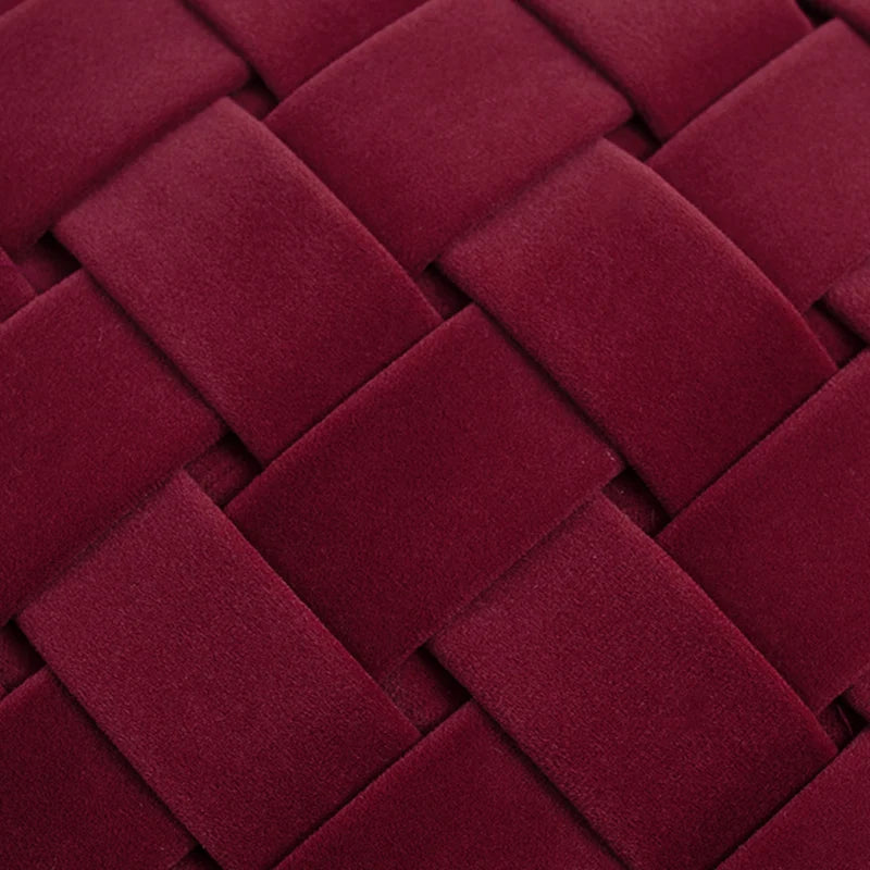 High End Wine Red Woven Pillow Cover Dutch Velvet Geometric Striped Plaid Woven Pillow Cases Luxury Patchwork Throw Pillows