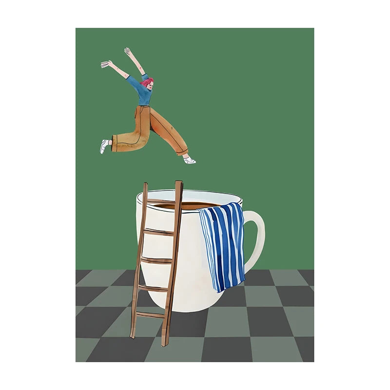 Coffee Diver Poster Coffee Canvas Painting Trendy Kitchen Gallery Print Wall Art Picture for Home Decoration Coffee Lover Gift
