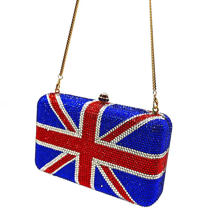 Clutch bag with Union Jack design on a white background