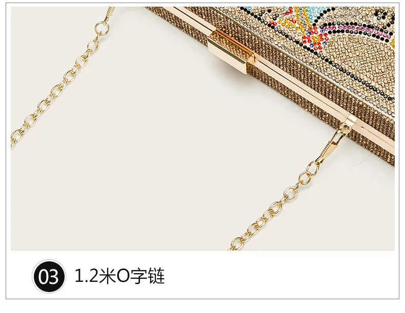 New Fashionable Poker Diamond Evening Clutch Handheld Shoulder Chain Small Square Bag for Ladies