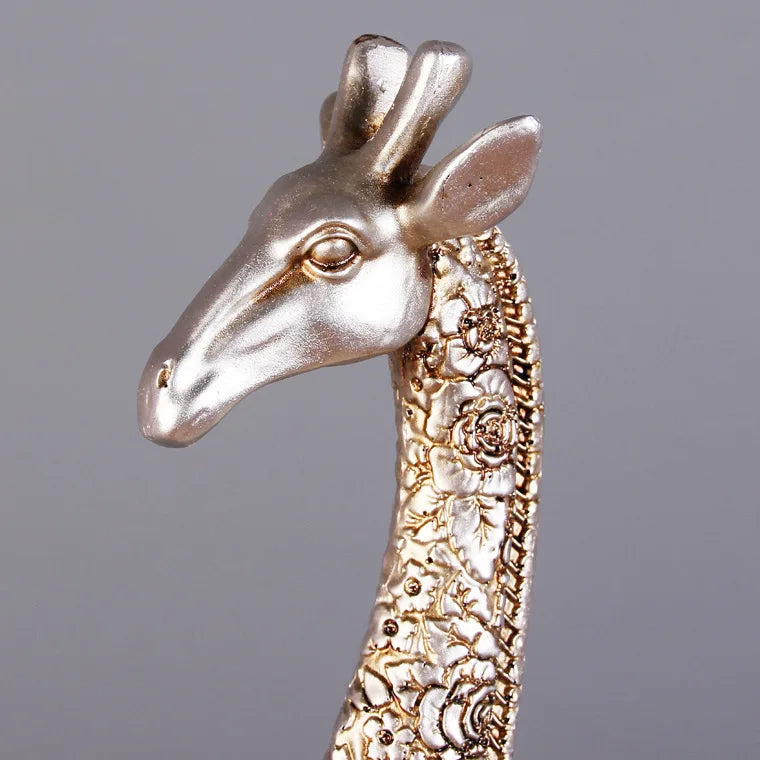 Vintage Giraffe Statue Flower Texture Giraffe Ornaments Desk Decoration Animal Sculpture Resin Crafts Room Aesthetic Decor