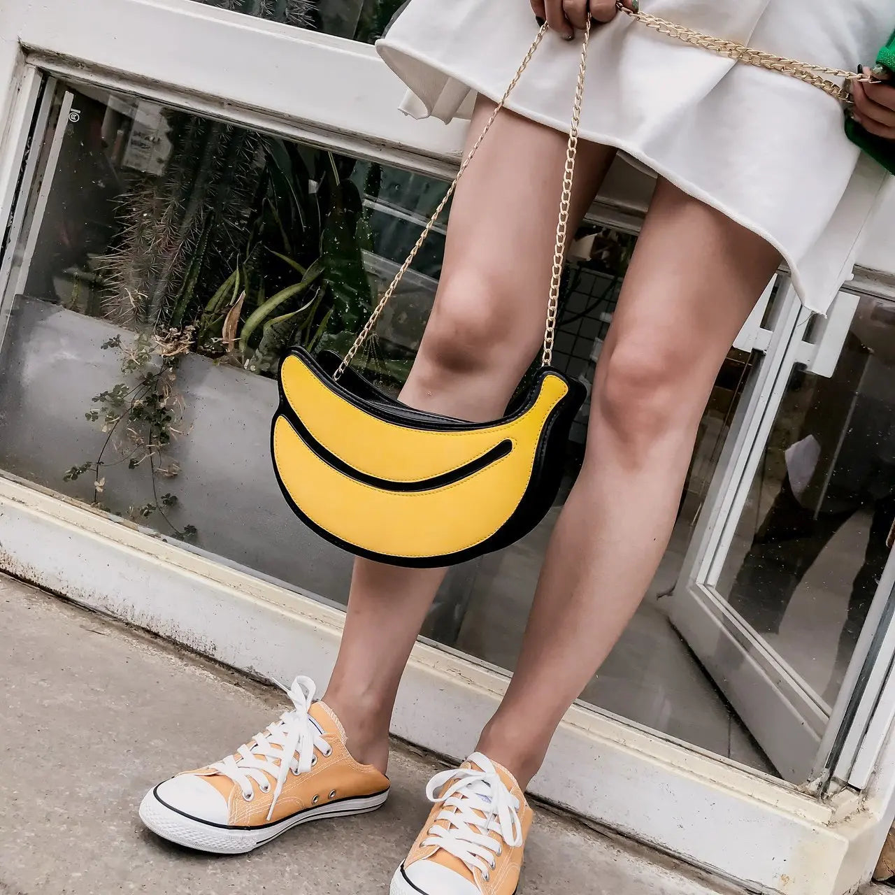 Trendy Personality Interesting Banana Shape PU Leather Chain Ladies Messenger Bag Ladies Shoulder Bag ladies PursesCute Side Bag