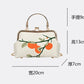 Handbag with floral design on a white background, accompanied by product parameters.