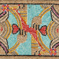 Decorative design with colorful patterns on a textured background