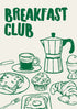 Illustrations of breakfast items with &