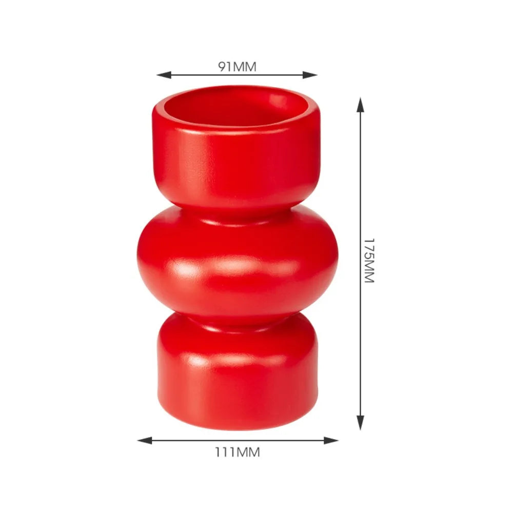 White Red Flower Vase Plastic Nordic Decoration Desktop Vase Flower Arrangement Creative Plant Bottle for Living Room