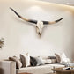Black Horn Bull Head Wall Sculpture Resin Cow Skull Decor Large Animal Wall Hanging Rustic Statement Home Accent