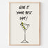 Framed print with a martini glass and &