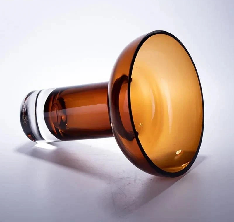amber glass bowl vase modern flower vessel table centerpiece home decor detail product view