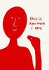 Red silhouette of a person with text &