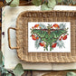 Wall Art of a green butterfly with red strawberries and black and white zebra stripes on a white background.