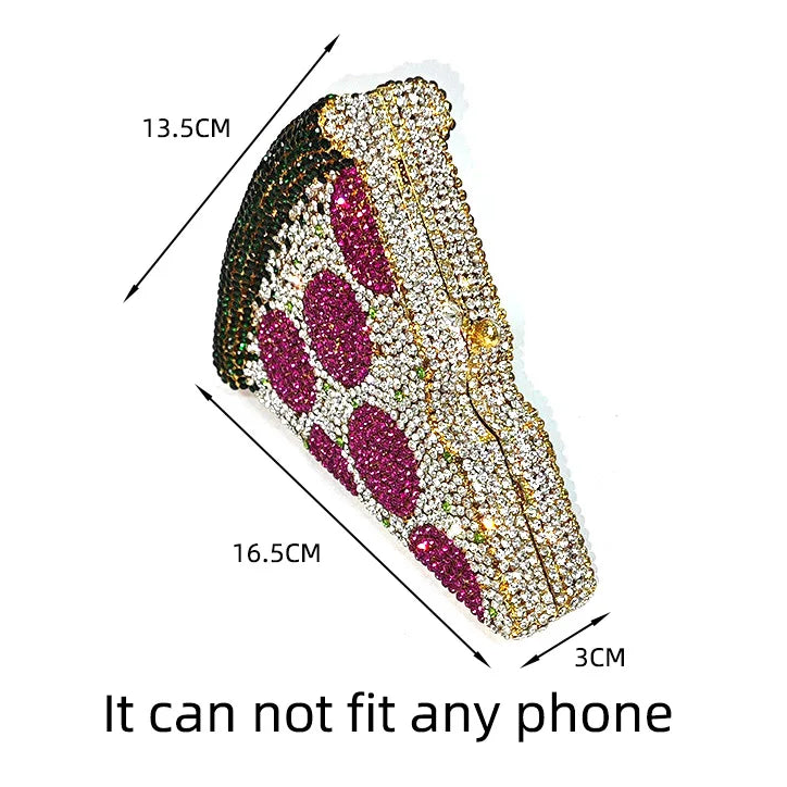 Decorative phone case with dimensions and text 'It can not fit any phone' on a white background