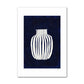 White vase silhouette on a dark blue watercolor background