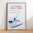 Framed poster with a turntable illustration and text &