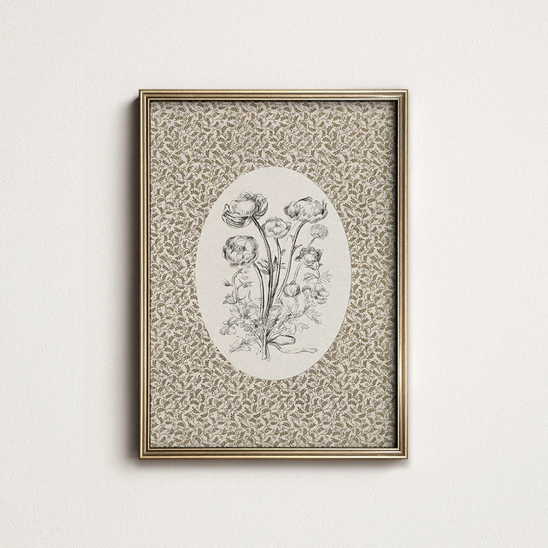 Neutral Vintage Floral Art Print Abstract Retro Pattern Art Painting Canvas Printing Home Wall Decoration Hanging Painting