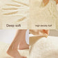 Textured fabric with close-up shots showing 'Deep soft', 'High density fluff', 'Feeling in the cloud', and 'Not easy to shed hair'.